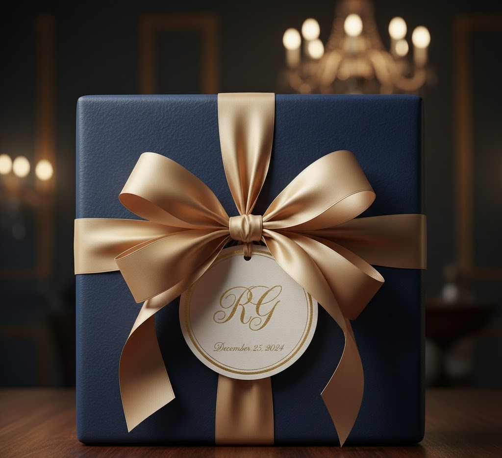 Luxury gift box with custom monogramming details