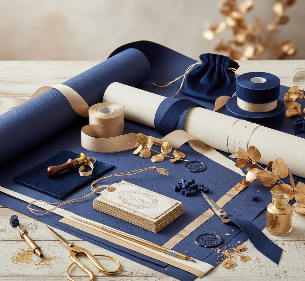 Custom gift wrapping materials and decorative elements